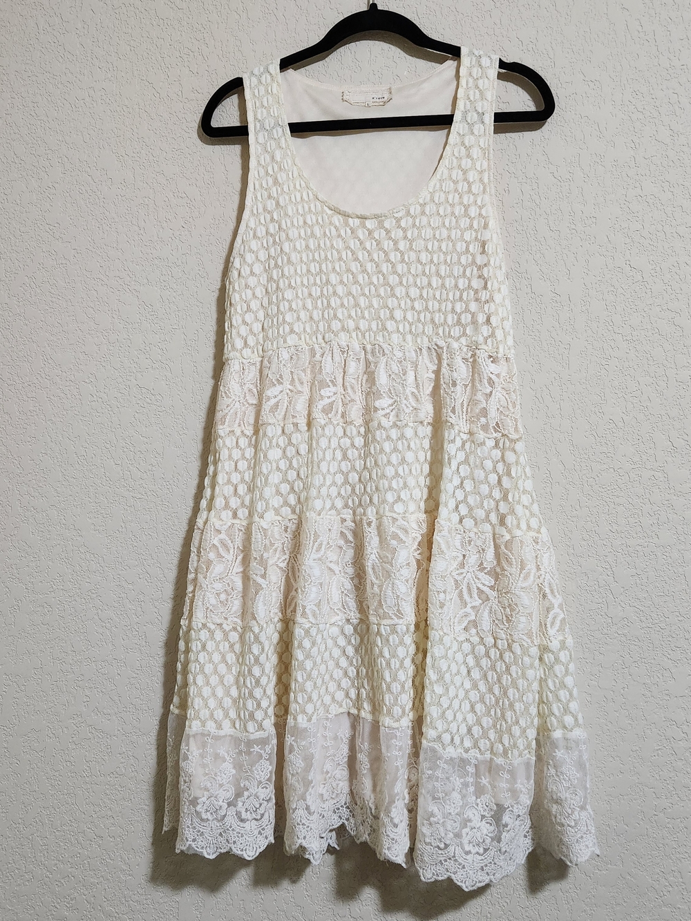 Anthropologie A'reve Sleeveless Boho-style Lace Tiered Dress Size Large